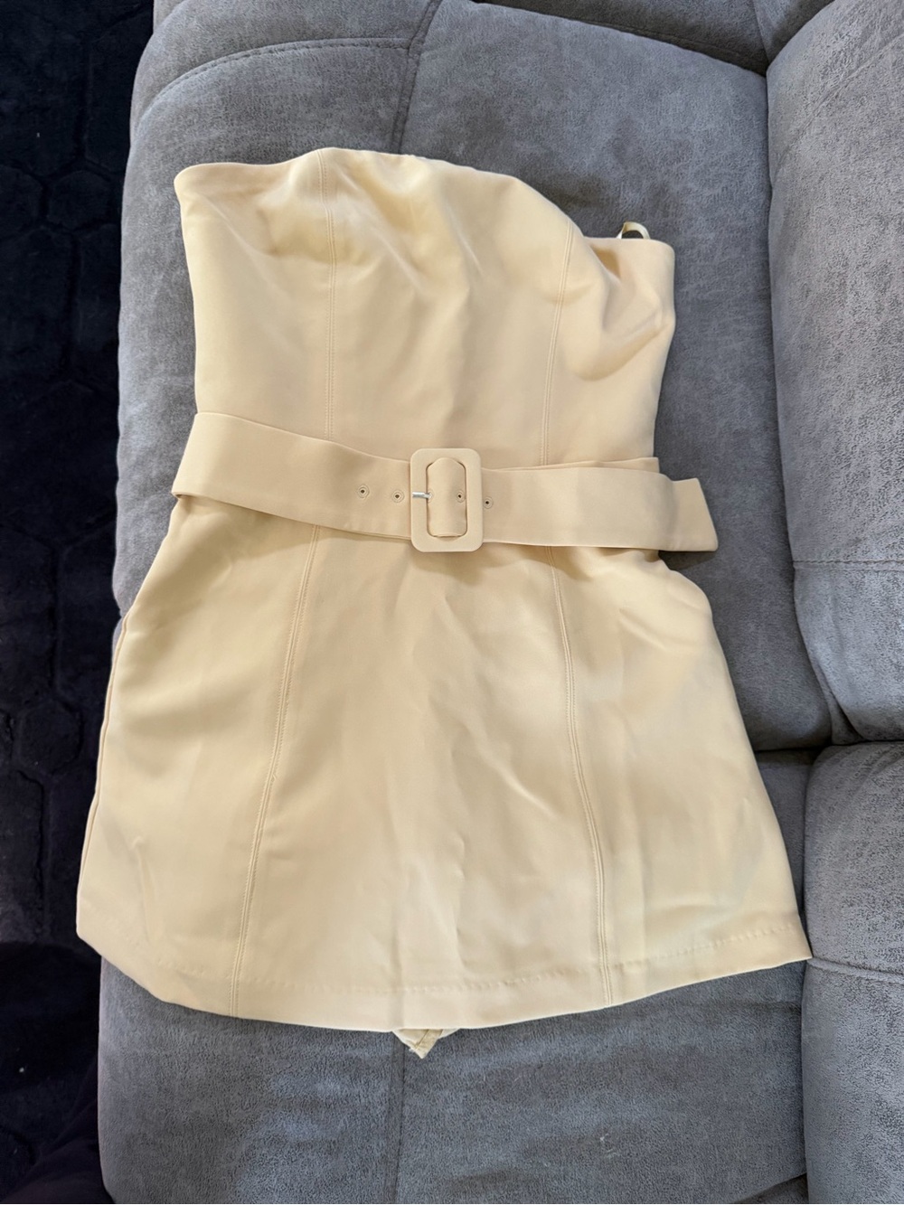 Strapless Belted Mini Dress